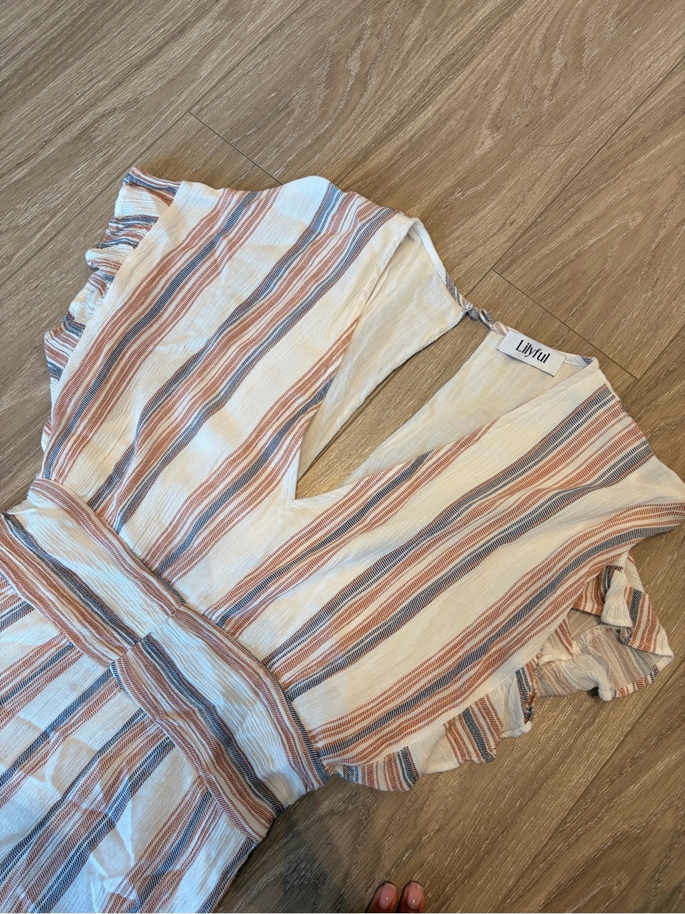 Striped Cream & Tan Wide-Leg Jumpsuit by Lulus